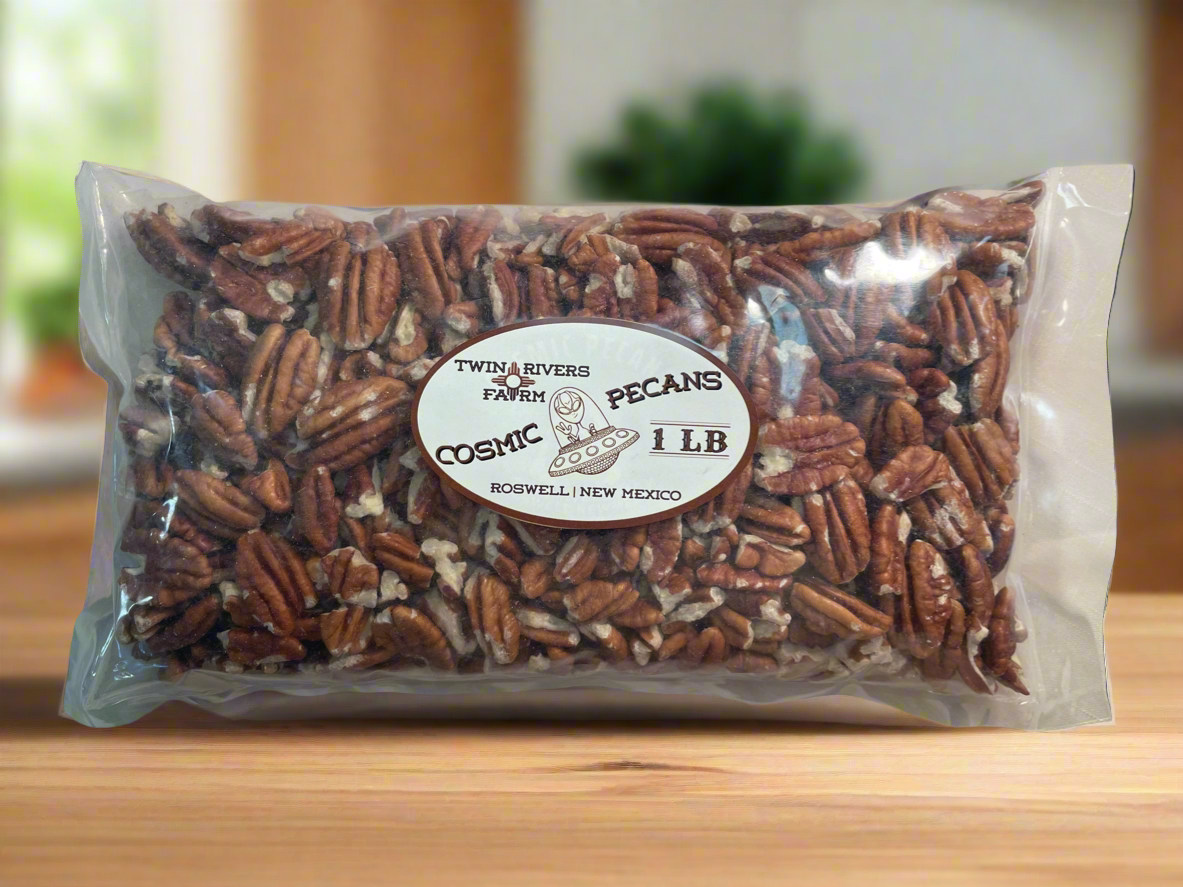 New Mexico Raw Pecans- 1 Pound Bag (Mixed Halves & Pieces)