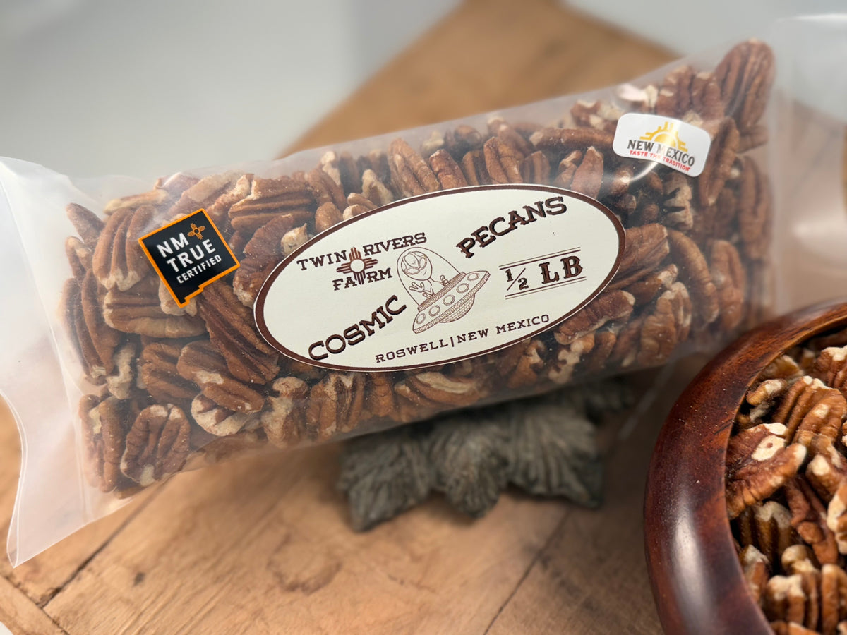 New Mexico Raw Pecans- Half Pound Bag (Mixed Halves & Pieces)
