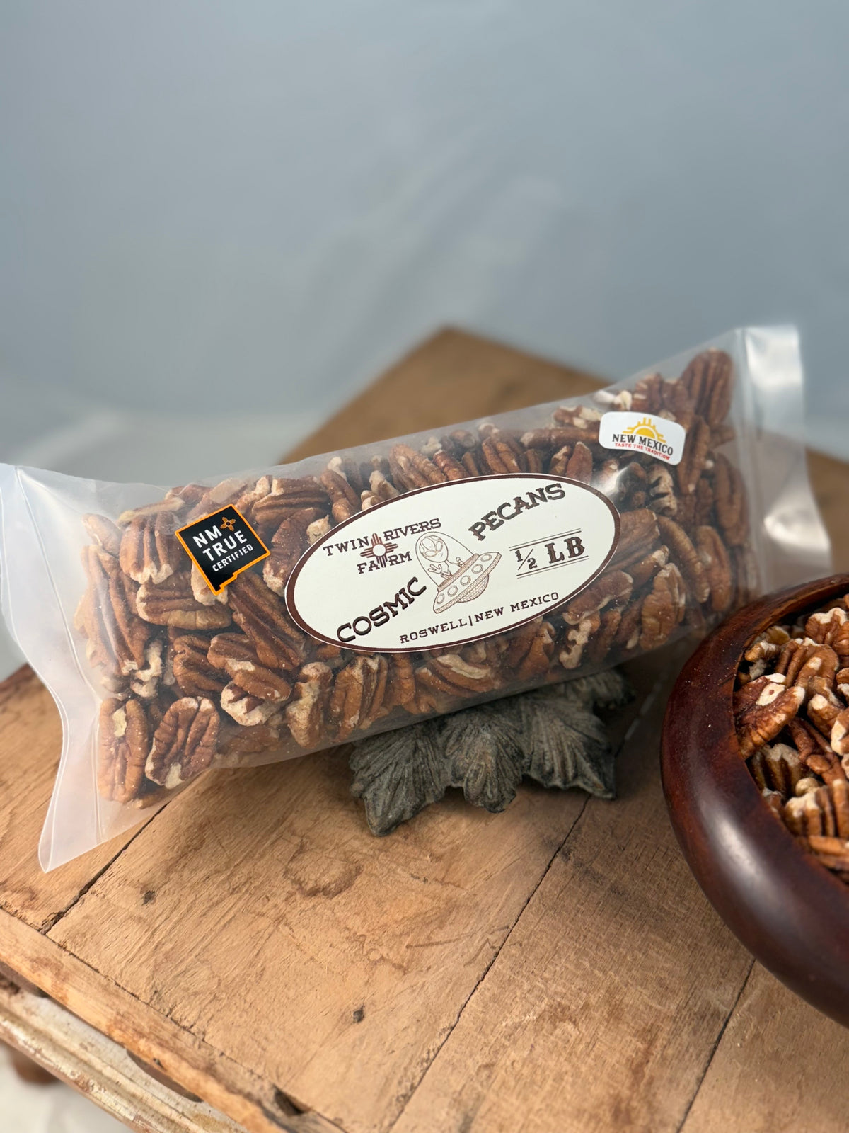 New Mexico Raw Pecans- Half Pound Bag (Mixed Halves & Pieces)