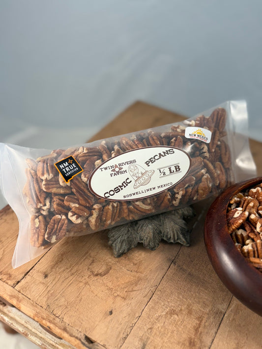 New Mexico Raw Pecans- Half Pound Bag (Mixed Halves & Pieces)